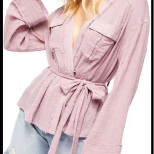 We the Free Safari Sheer wrap top in mauve